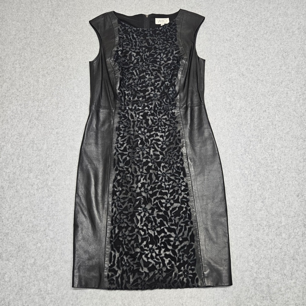 Vakko‎ Black Lamb  Leather Dress Size 6 NWT